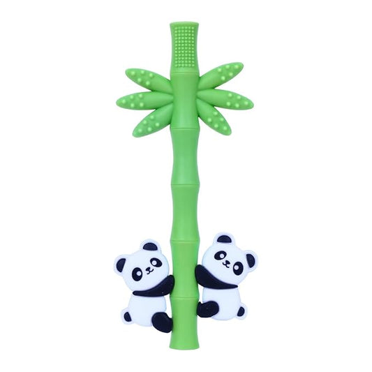 Baby Teether Toy Panda Shape Silicone Teething Toys for Babies 0-24 Months, Chew Toys for Infants Teething Relief, Hollow Tube Toothbrush Head for Gum Massage and Self-Brushing Training, Easy to Grip