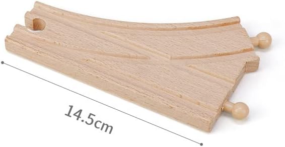 10 Pieces Wooden Train Track Set, Curved Switch Track and Cross Track Compatible with All Major Brands