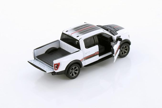 KiNSMART - 2022 Ford F-150 Raptor 5" 1:46 Scale Die Cast Model Toy Truck (White + Decals)