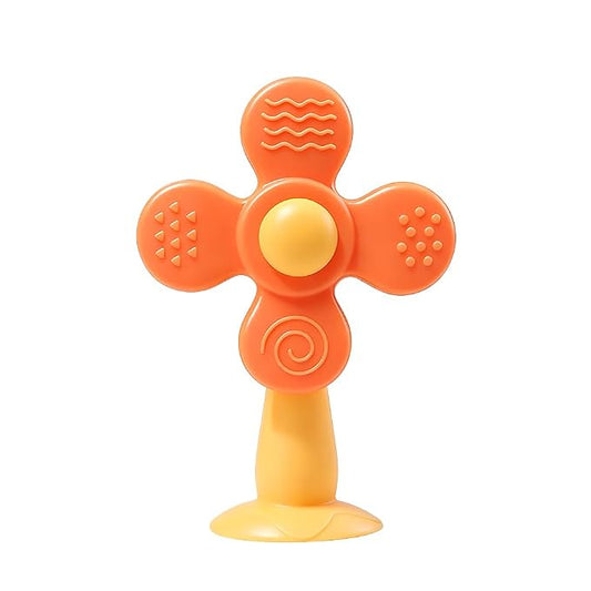 Baby Teething Toys, 2-in-1 Silicone Teether & Montessori Sensory Rattle, BPA-Free Food Grade Teether for Babies 6-18 Months, Easy-Grip Infant Toy for Teething Relief (Orange)