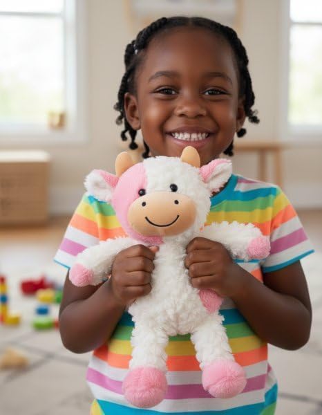 YUKOUQIAN Cow Stuffed Animal Cow Plush Doll Toy 15.7 inch for Girls Boys (Stand Cow pink15.7)