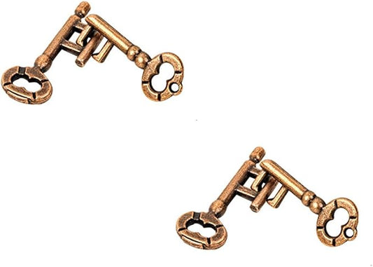 2 Pair Sets of Metal Brain Teaser Puzzle Keys, Assembly & Disentanglement Puzzles, IQ Logical Games, Fidget Stress Gift for Adults