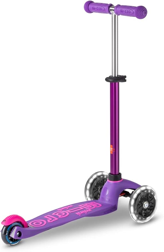 Micro Kickboard | Mini LED Kids Scooter for Ages 2-5 | Children up to 110 lbs | 3 Wheel Lean-to-Steer Design | Adjustable T Bar | Smooth Ride, Motion Activated PU LED Wheels | Swiss Design