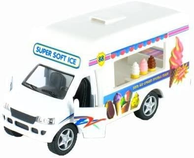 KiNSFUN Ice Cream Truck Die Cast Metal Toy w/Pullback Action