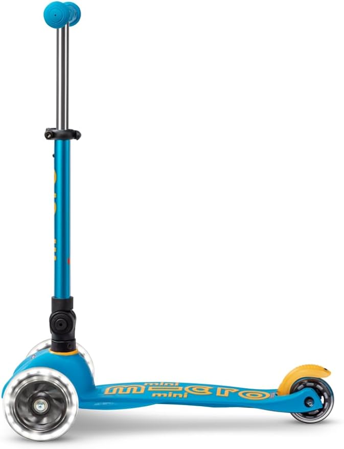 Micro Kickboard | Mini Foldable LED Kids Scooter for Ages 2-5 | Children up to 110 lbs | 3 Wheel Lean-to-Steer Design | Adjustable T Bar | Smooth Ride, Motion-Activated PU LED Wheels | Swiss Design