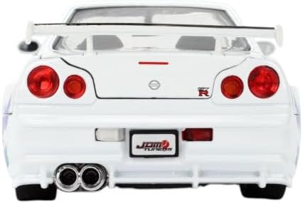 Jada Toys JDM Tuners 1:24 Die-Cast 2002 Nissan Skyline GT-R (R34), Opening Doors, Detailed Interior, Rubber Tires, Collectible for Ages 8+(Glossy White)