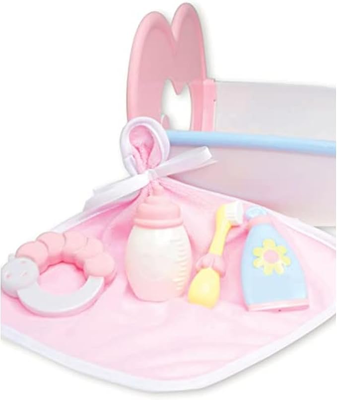 JC Toys Baby Doll Rocking Crib for Keeps Playtime! | Fits Dolls up to 15" | Includes Bed Time Accessories | Ages 2+, Pink