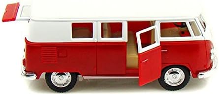 KiNSMART 1962 Volkswagen Classic Bus 1:32 Scale 5" Die Cast Metal Model Toy Van Pullback Acation (Red)