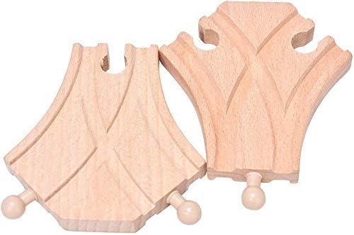 10 Pieces Wooden Train Track Set, Curved Switch Track and Cross Track Compatible with All Major Brands