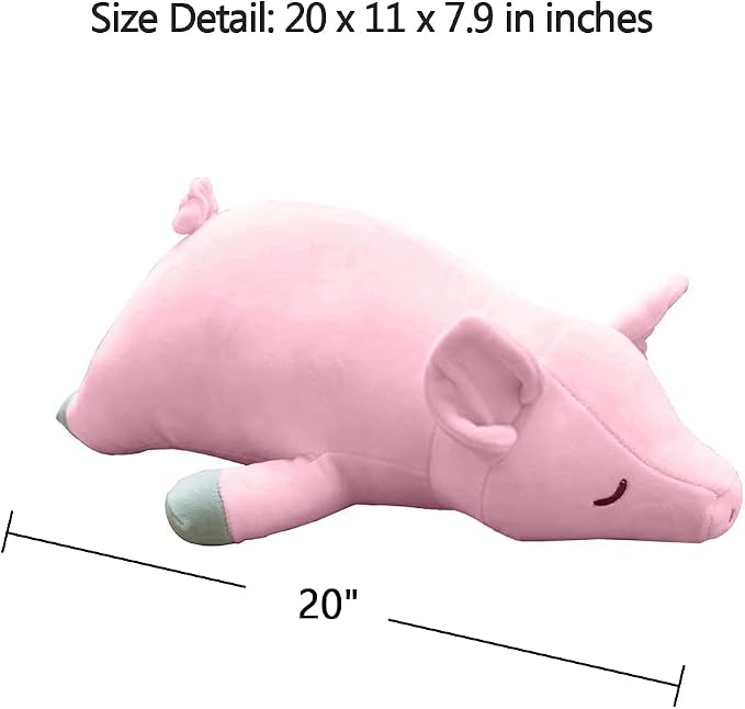 Stuffed Plush Pig Animal Toy 20 Inches Pink Piggy Animal Stuffed Plushies Super Soft Cute Cuddly Pillow Cushion Stuff Dolls Gifts for Children Kids Boys Girls Room Decor Bed Nursery, 20Inches