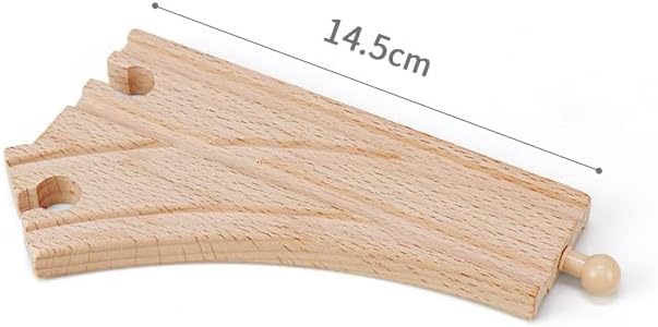 10 Pieces Wooden Train Track Set, Curved Switch Track and Cross Track Compatible with All Major Brands