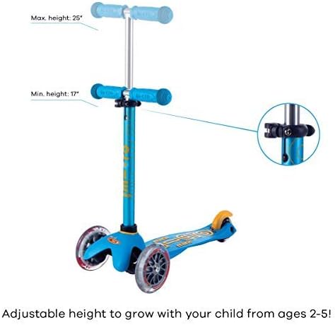 Micro Kickboard | Mini Kids Scooter for Ages 2-5 | Children up to 110 lbs | 3 Wheel Lean-to-Steer Design | Adjustable T Bar | Smooth Ride PU Wheels | Swiss Design
