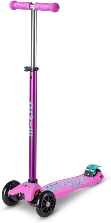 Micro Kickboard | Maxi Kids Scooter for Ages 5-12 | Children up to 110 lbs | 3 Wheel Lean-to-Steer Design | Adjustable T Bar | Smooth Ride PU Wheels | Swiss Design