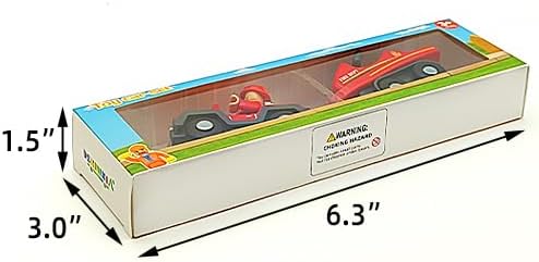 Wooden Train Cars Track Accessories Set Rescue Fire Truck with Light and Sound Small Vehicles Magnetic Train Cars Fit for Wooden Train Track Railway for Boys and Girls (Fireboat)