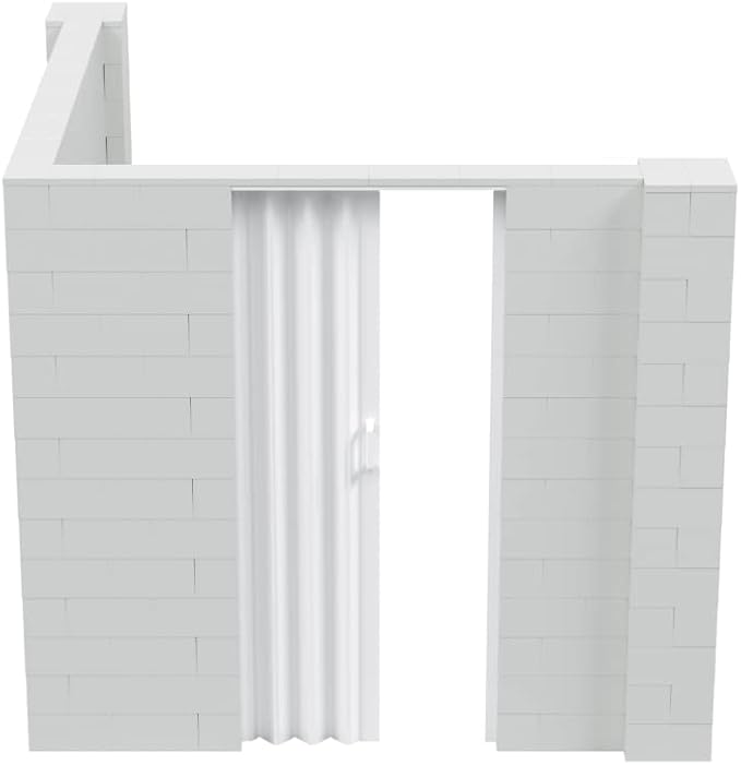 EverBlock 8’ x 8’ x 7’ L-Shaped Wall Kit with Accordion Door | 3’ x 7’ Doorway | Modular Building Blocks | Wall Display | Room Divider & Partition | Reusable | Indoor & Outdoor Use | Red