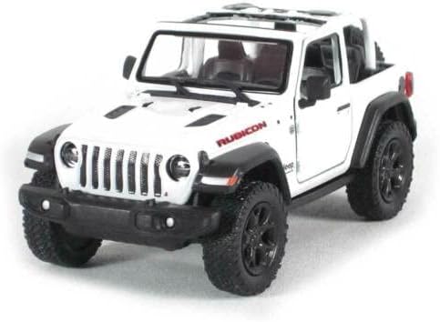 KiNSMART - Jeep Wrangler Rubicon Off Road 4x4 5 inch 1:34 Scale Die Cast Model Replica Toy Car (White Opentop)
