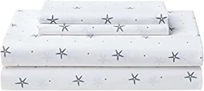Nautica - King Sheets, Cotton Percale Bedding Set, Casual Home Decor (Star Spangled Coastal Navy, King)