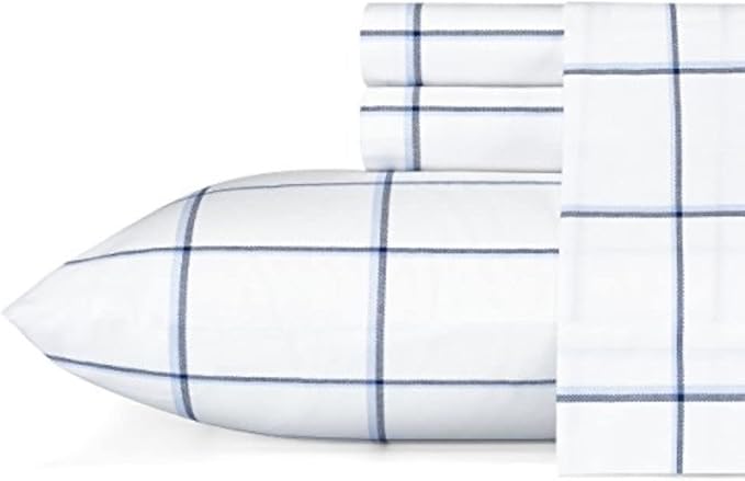 Nautica – Twin XL Size Sheet Set, Crisp Cotton Percale Bedding with Matching Pillowcase, Lightweight & Breathable Bed Sheets, Deep Pocket, College Dorm Room Essentials (Plot Blue)