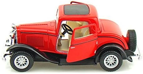 KiNSMART 1932 Ford 3-Window Coupe 1:34 Scale 5" Die Cast Metal Model Toy Classic Car (Red)