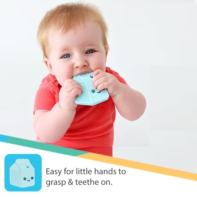 Nuby Chocolate Chip Cookie and Milk Baby Teether for Teething Comfort - Silicone Teether for Babies - Soothes Sore Gums - 3+ Months