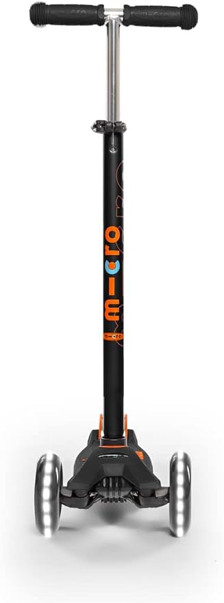 Micro Kickboard | Maxi LED Kids Scooter for Ages 5-12 | Children up to 110 lbs | 3 Wheel Lean-to-Steer Design | Adjustable T Bar | Smooth Ride, Motion Activated PU LED Wheels | Swiss Design