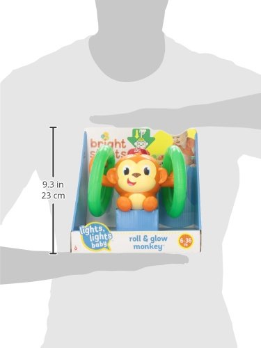 Bright Starts Roll & Glow Monkey Crawling Baby Toy with Lights and Sounds, Tummy Time Toy, 6 Months and up