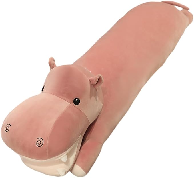 Long Hippo Stuffed Animal Body Pillow Hippo Plush Throw Pillow Toy Soft Weighted Hippos Plush Stuffed Gift for Kids Grilfriend