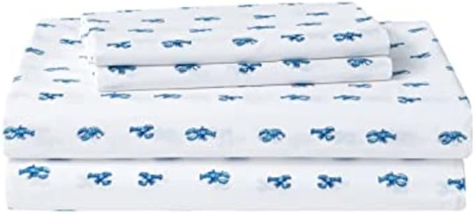Nautica - Twin Sheet Set, Crisp & Tailored Cooling Sheets with a Smooth Cotton Percale Lightweight Feel - Bed Sheets with Matching Pillowcase & Fitted Sheet (Cloyster Blue)