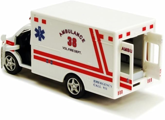 KiNSMART Rescue Team Ambulance 5" Die Cast Metal w/Pullback Action (2SET)