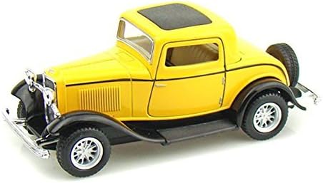 KiNSMART 1932 Ford 3-Window Coupe 1:34 Scale 5" Die Cast Metal Model Toy Classic Car (Yellow)