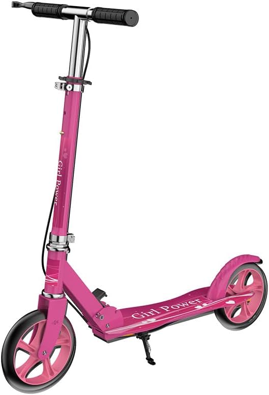 Kick Scooter for Adults Teens Kid Foldable Lightweight Sport Scooters with Hand Brake Adjustable Height Folding, Large Wheels Durable Load 300 LBS