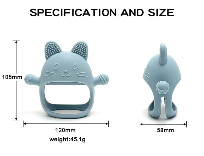HippoBaby Rabbit Hand Guard Teether 2-Pack – Silicone Baby Teething Toys for Infants, Toddlers & Newborns – 100% Food Grade, BPA-Free¸Flexible Gum Soother (Rabbit Hand Guard - Pink/Cream)