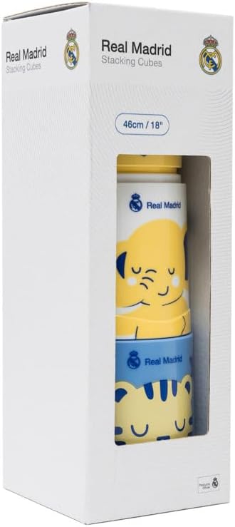 Miniland Real Madrid Sorting & Stacking Toys, Montessori for 1 Year Old, +2 Year Old Boy, 6 Pieces, Kids Cups, Baby Toys 1 Year Old, Shape Sorter | RM Offical License