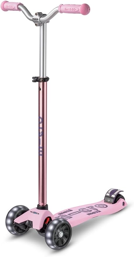 Micro Kickboard | Maxi Deluxe Pro LED Kids Scooter for Ages 5–12 | Children up to 110 lbs | 3 Wheel Lean-to-Steer Design | Chopper-Style Handlebar | Wide PU LED Wheels | Swiss Design