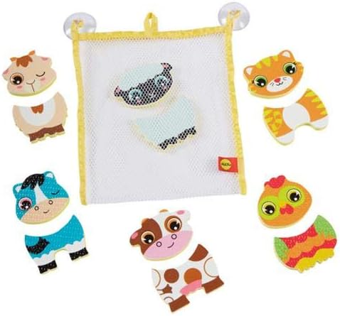 Alex Toys Farm Animal Bath Toys - Barnyard Bathtub Stickers for Toddlers 1-3, 12-Piece Foam Bath Stickers for Kids, Mix and Match Farm Animals, Mesh Bag