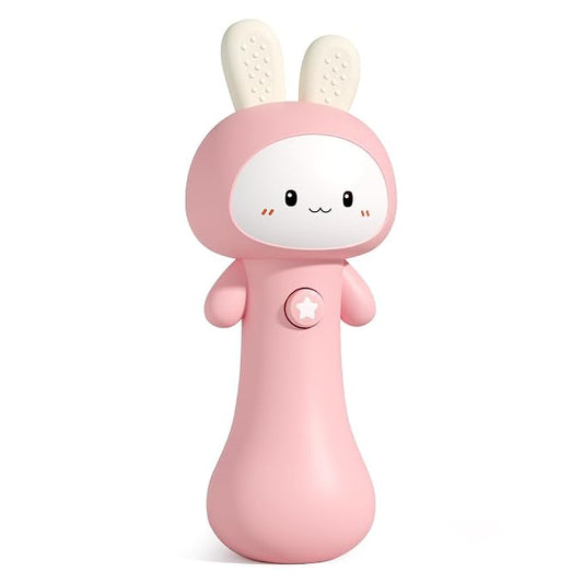 VKTEN Bunny Baby Rattle Toy with Light & Sound – Interactive Teething & Sensory Toy – Ideal Easter Basket Stuffer for Baby 3-24 Months