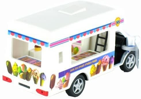 KiNSFUN Ice Cream Truck Die Cast Metal Toy w/Pullback Action