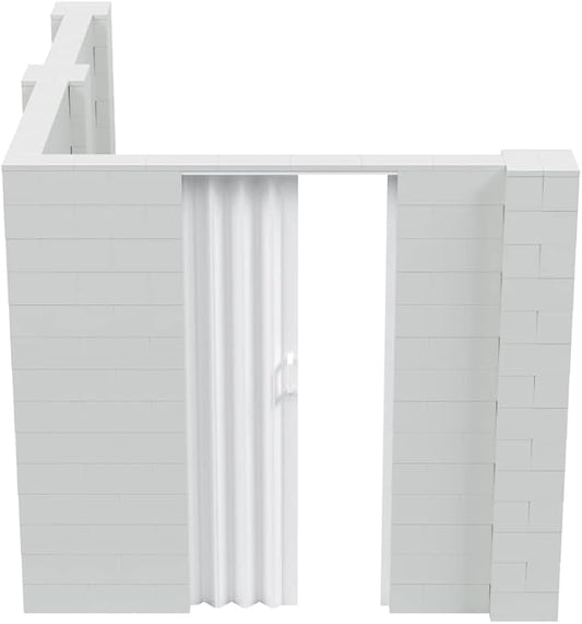 EverBlock 8’ x 10’ x 7’ L-Shaped Wall Kit with Accordion Door | 3’ x 7’ Doorway | Modular Building Blocks | Wall Display | Room Divider & Partition | Reusable | Indoor & Outdoor Use | Black