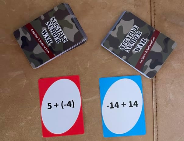 Negative Number War - A Fun Pre-Algebra Math Game for Kids 8-12 and Adults. Practice Adding and subtracting Negative Numbers While Having Fun!
