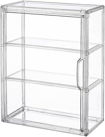 BOHOIDEE 3 Tiers Clear Display Case for Figures, Acrylic Storage Organizers Box with Magnetic Door, Wall-Mounted Dustproof Showcase for Collectibles Action Figure