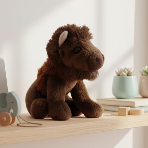 The Petting Zoo Bison Stuffed Animal Plushie, Gifts for Kids, Wild Onez Babiez Zoo Animals, Bison Plush Toy 6 inches