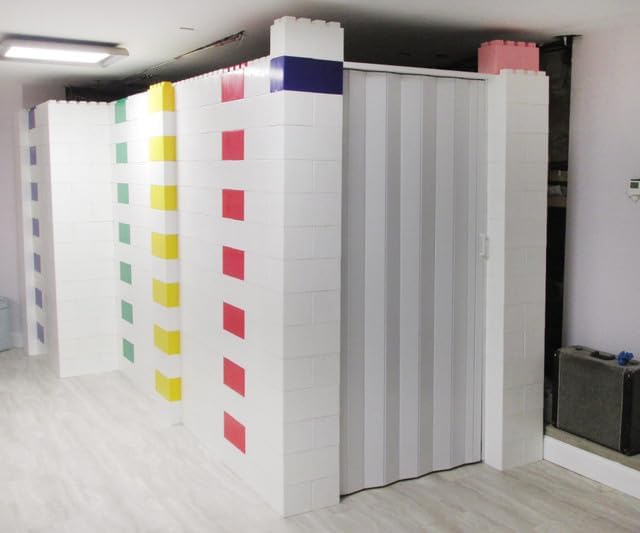 EverBlock 11’ x 7’ Wall Kit with Accordion Door | 3’ x 7’ Doorway | Modular Building Blocks | Wall Display System | Room Divider & Partition | Connect & Reuse | Indoor & Outdoor Use | Dark Gray