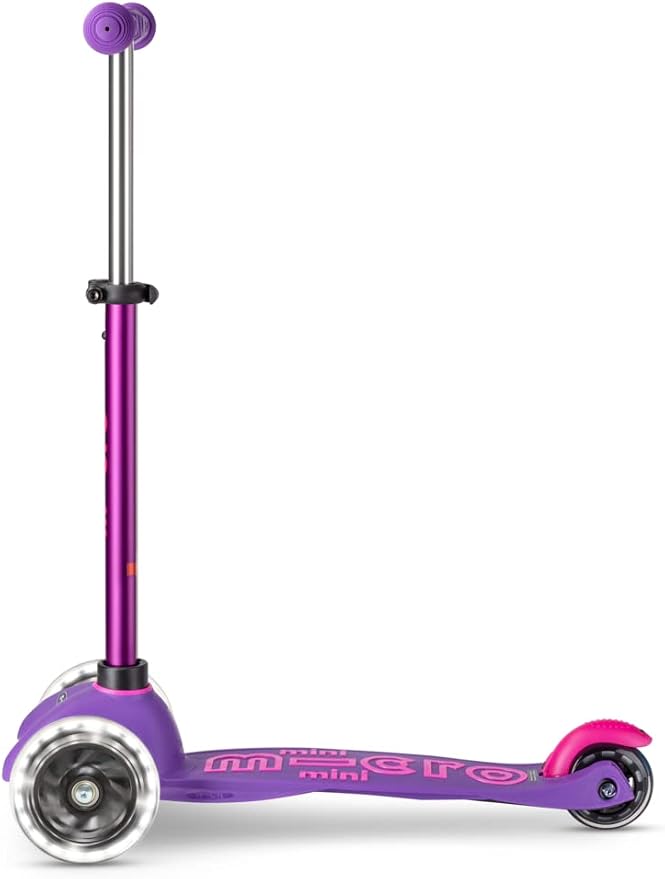 Micro Kickboard | Mini LED Kids Scooter for Ages 2-5 | Children up to 110 lbs | 3 Wheel Lean-to-Steer Design | Adjustable T Bar | Smooth Ride, Motion Activated PU LED Wheels | Swiss Design