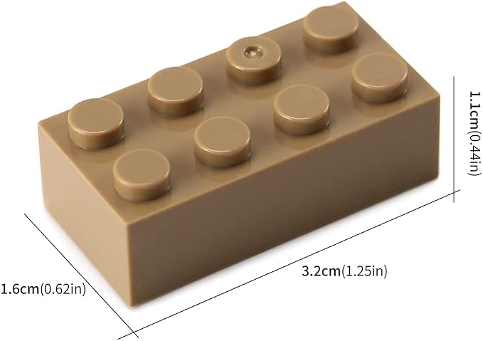100pcs 2x4 Bricks Dark Tan Classic Pieces Parts Building Creative Play Set Blocks Toy Accessories Compatible with 3001 Major Brands