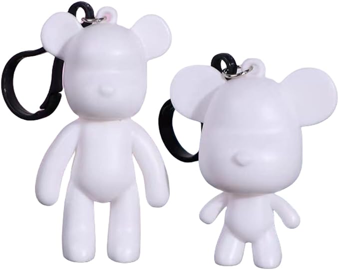 HANDA DIY Painting Fluid Bear Teddy Bear Violent Bear Gloomy Bear Painting Kit Set Creative Home Decorations Handmade Doll Figurine Toys Gift for Birthday Valentines (3 inch Keychain, Bear Mold)