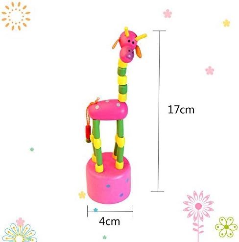 Finger Puppets, Wooden Cute Colorful Cartoon Puppets, Swing Dancing Body Collapsing Desktop Toys for Kids Toddlers (3 Giraffes)