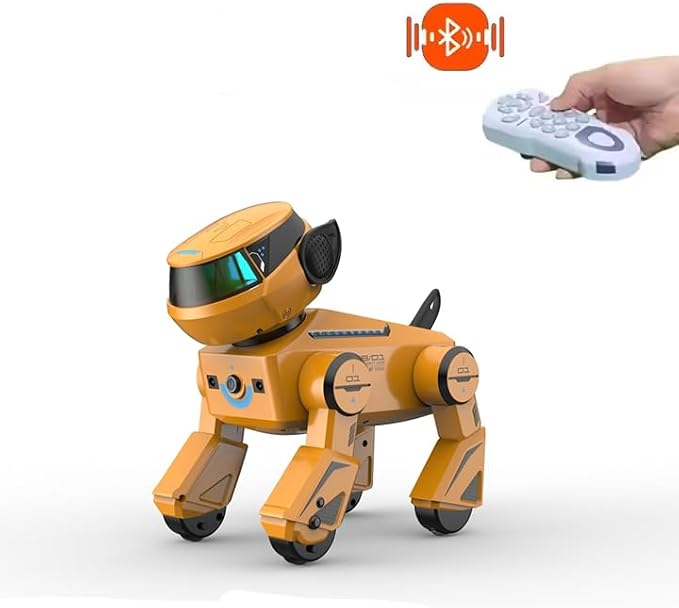 InventoBots Interactive Robot Dog, Programmable AI Smart Robotic Puppy, STEM Educational Dog for Ages 3-10, Orange Color