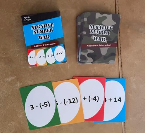 Negative Number War - A Fun Pre-Algebra Math Game for Kids 8-12 and Adults. Practice Adding and subtracting Negative Numbers While Having Fun!