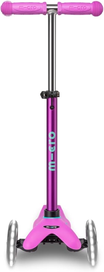 Micro Kickboard | Mini LED Kids Scooter for Ages 2-5 | Children up to 110 lbs | 3 Wheel Lean-to-Steer Design | Adjustable T Bar | Smooth Ride, Motion Activated PU LED Wheels | Swiss Design