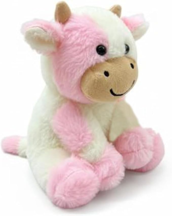 YUKOUQIAN Cute Cow Plush Stuffed Animal Doll Toy 8 inch for Girls Boys (Siting Cow Light Pink)